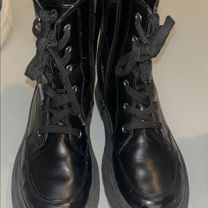 DKNY Black and Pink Lace-Up Boots